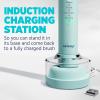 imageLumineux Sonic Electric Toothbrush for Adults  Bamboo Heads Deep Ocean Blue Includes 2 Super Soft Bristle Bamboo Tooth Brush Heads Charging Station ampamp USB Charge Cord  RechargeableLight Blue