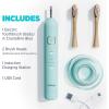 imageLumineux Sonic Electric Toothbrush for Adults  Bamboo Heads Deep Ocean Blue Includes 2 Super Soft Bristle Bamboo Tooth Brush Heads Charging Station ampamp USB Charge Cord  RechargeableLight Blue