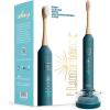 imageLumineux Sonic Electric Toothbrush for Adults  Bamboo Heads Deep Ocean Blue Includes 2 Super Soft Bristle Bamboo Tooth Brush Heads Charging Station ampamp USB Charge Cord  RechargeableDeep Ocean Blue